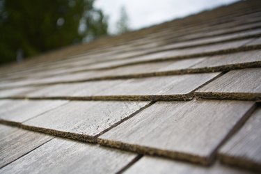 Wood shingles on a roof top