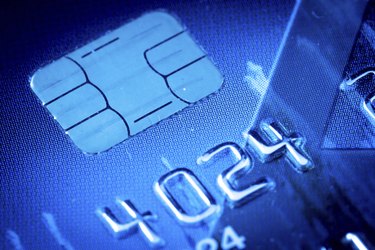 Credit card chip in blue