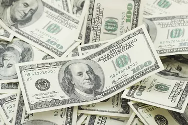 Background with money american hundred dollar bills - horizontal