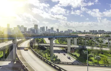 Miami downtown skyline and freeways