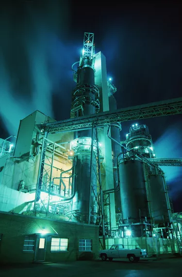 Glowing Industrial Plant at Night