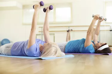 Exercising in gym