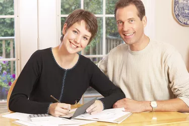 Couple paying bills