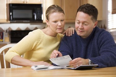 Couple paying bills
