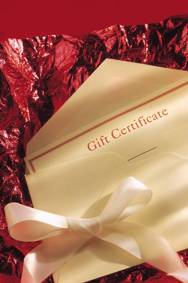 Gift certificate in envelope with bow