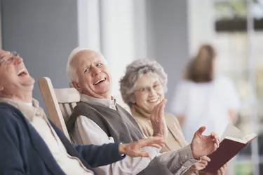 People laughing on porch