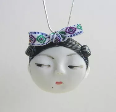 Dai Li Jewellery — Little head Face Handmade Porcelain Ceramic Pendant Necklace