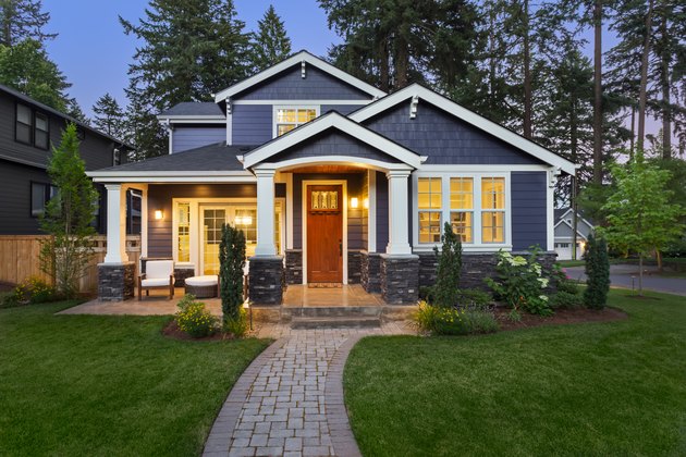Beautiful luxury home exterior at twilight