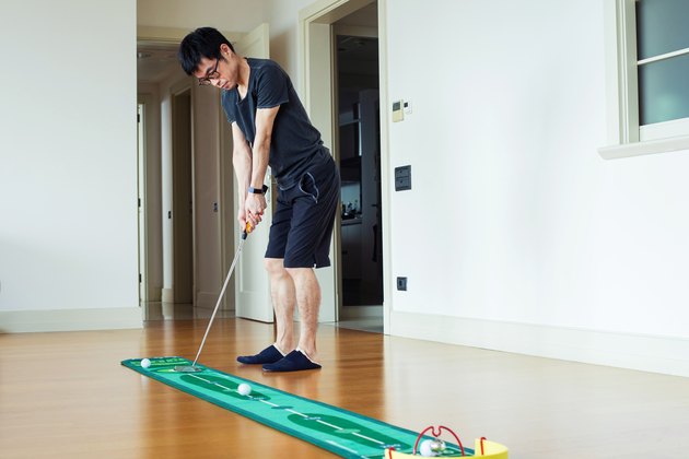 Playing mini golf at home