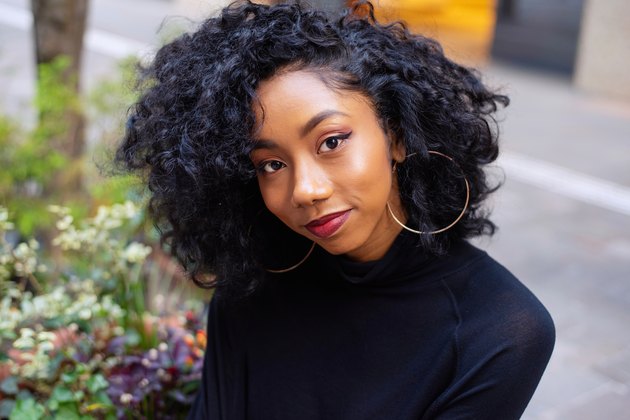 Street portrait of beautiful young woman