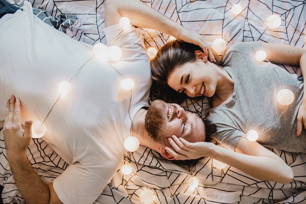 Romantic moments in bed