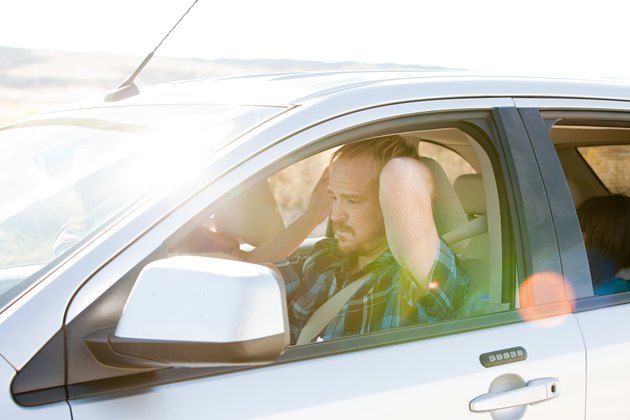 Family driving in car