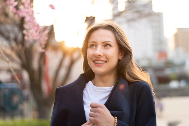 Portrait Shot of Beautiful Polish Woman with Braces During Sunset