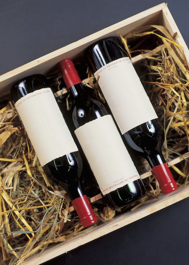 wine bottles packed in a crate
