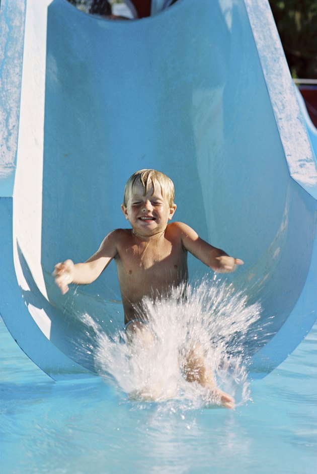 Boy on a waterslide
