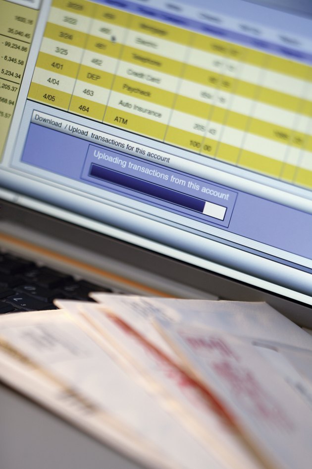 Online checking account on computer screen