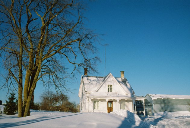 Farmhouse in snow