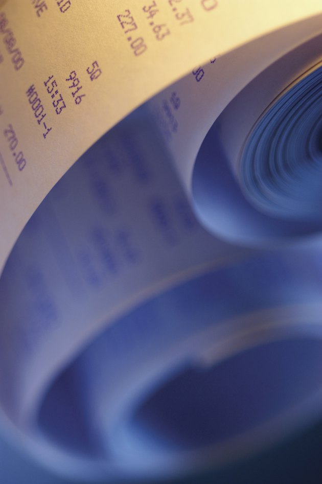Close-up of a roll of accounting paper