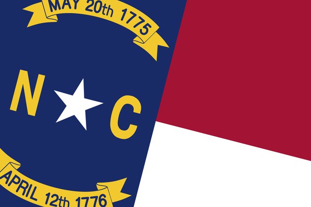 North Carolina Flag. Close up.