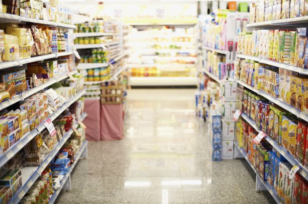 Aisles of Food in Grocery Store