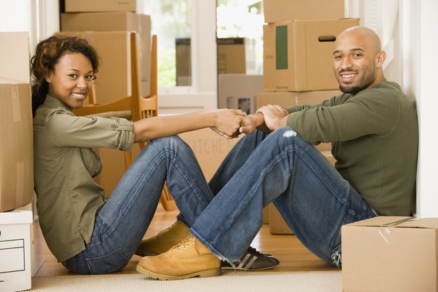African couple in new house