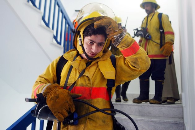 Kuwaiti Firefighter Trains In Kuwait City
