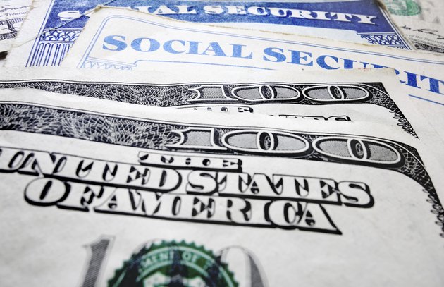 Social Security cards and money
