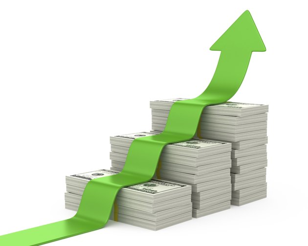 Dollars stairway and upward arrow