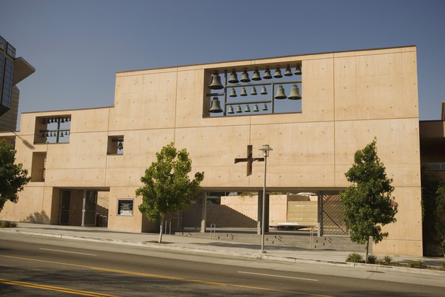 Facade of a modern church, Los Angeles, California, USA