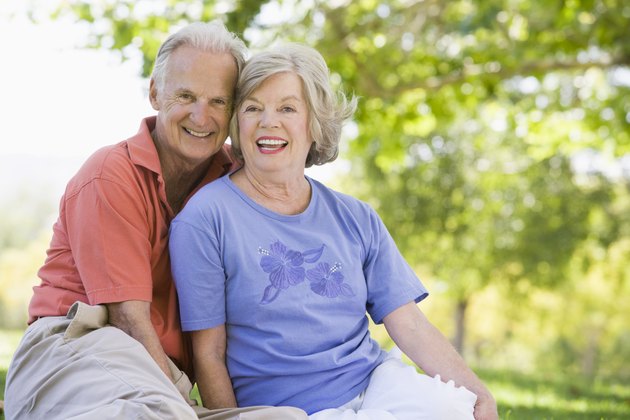 Senior couple relaxing in park