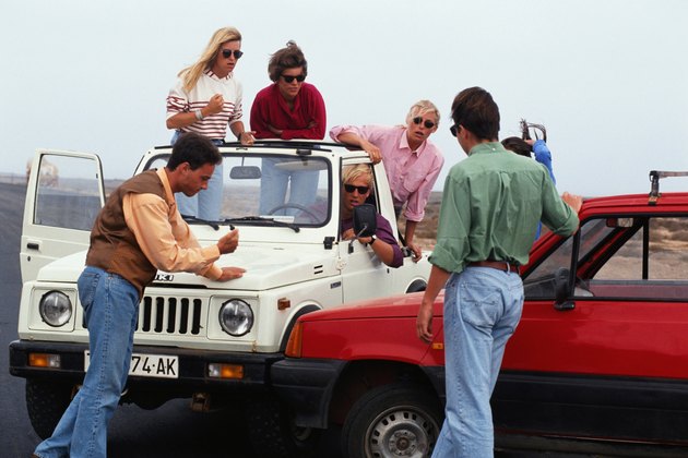 Group of people, car accident