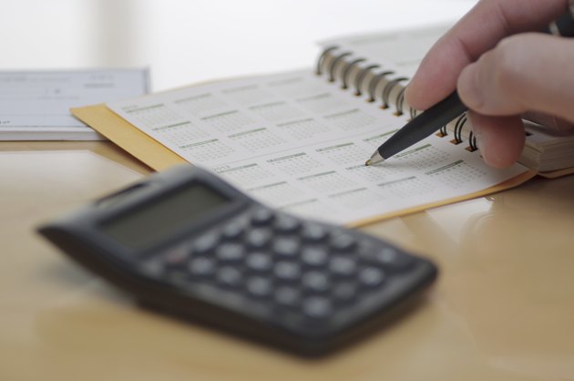 Business people check his schedule time