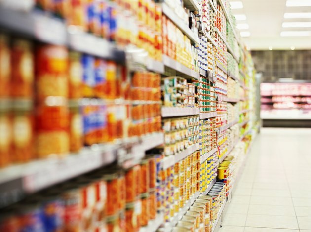 shelves in a supermarket