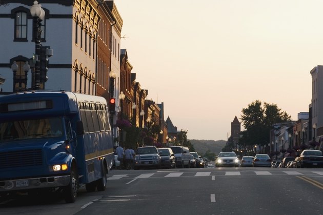 Traffic on the road at dusk, Washington DC, USA