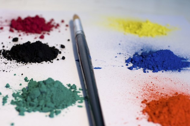Pigments colors and paintbrush