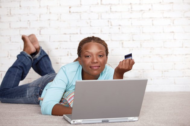 Woman purchasing online