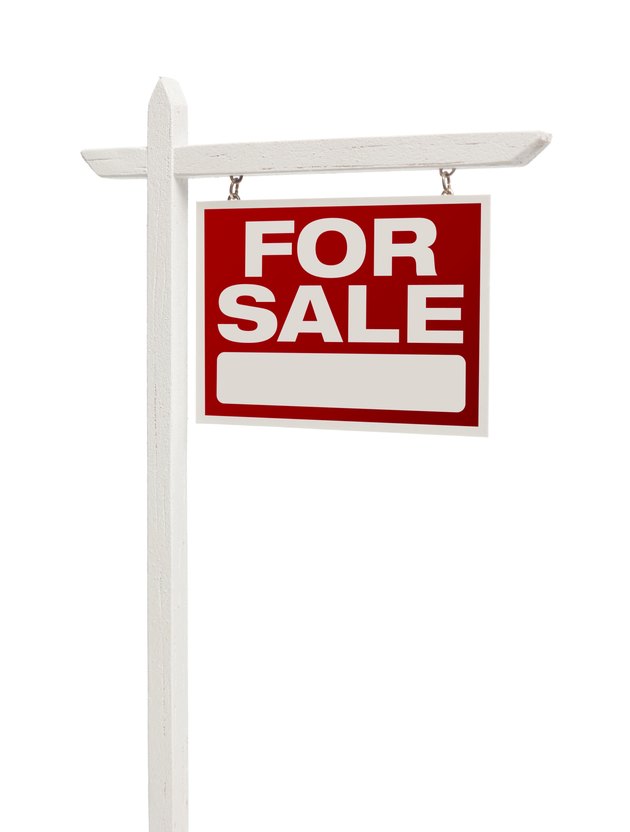For Sale Real Estate Sign on White with Clipping Path