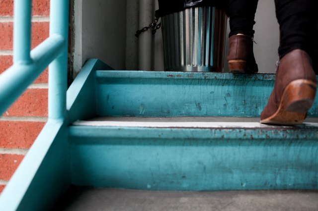 Shoes climbing teal steps