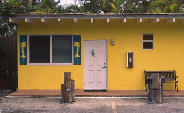 Yellow motel room in the Florida Keys