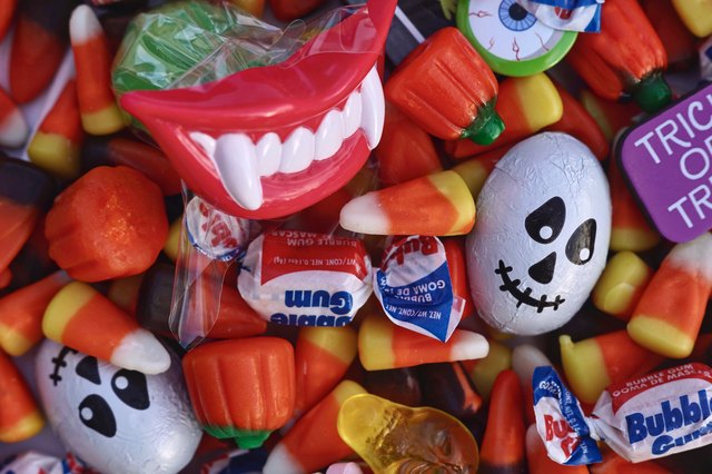 Closeup assortment of Halloween candy
