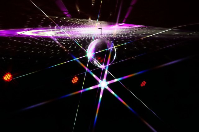 Sparkling disco ball and reflections