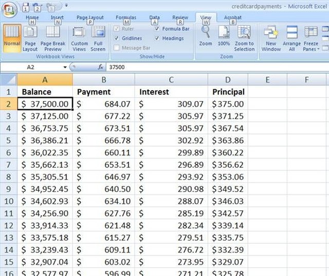 How to Calculate Credit Card Payments in Excel