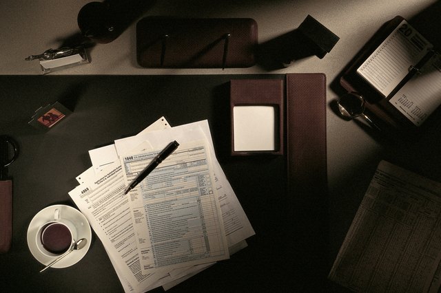 Tax forms on office desk