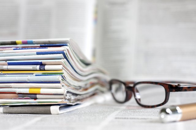 Newspapers and magazines blurred background