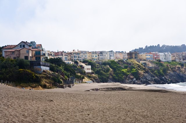 Houses along beach in San Francisco, California